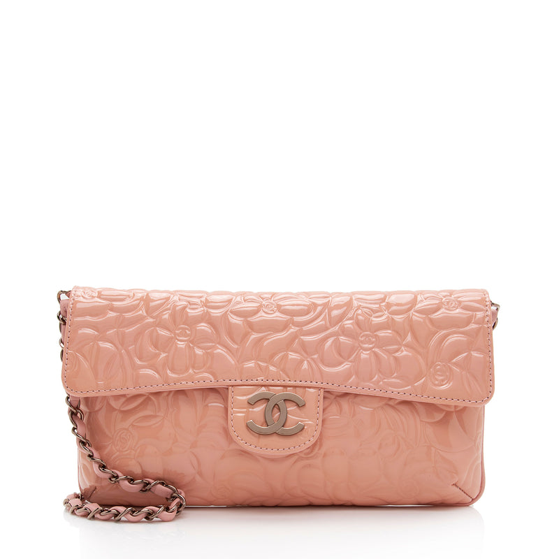 Chanel Patent Leather Camellia Classic Single Flap Bag (SHF-xZYOWM