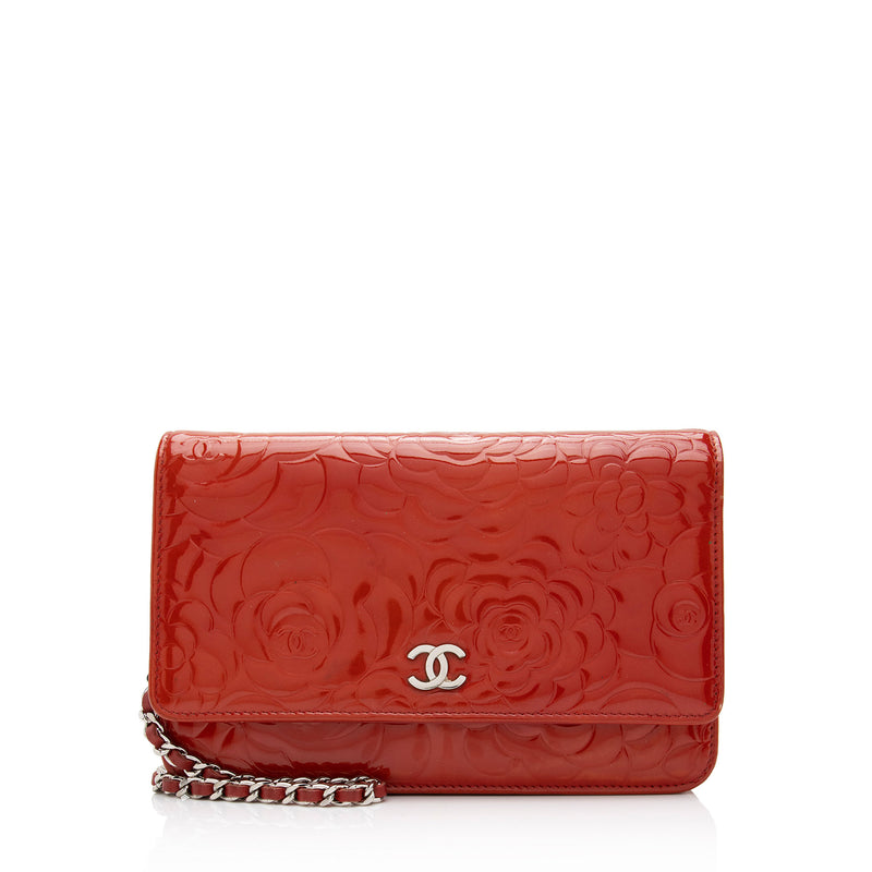 Chanel Camellia Patent Leather Wallet on Chain Bag
