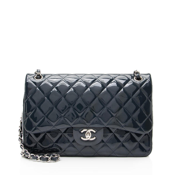 Chanel Classic Quilted Jumbo Single Flap Black Patent Leather –  ＬＯＶＥＬＯＴＳＬＵＸＵＲＹ