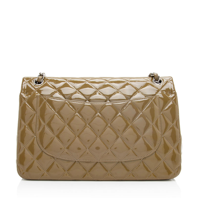 Chanel Patent Leather Classic Jumbo Double Flap Bag (SHF-PkdZxO)