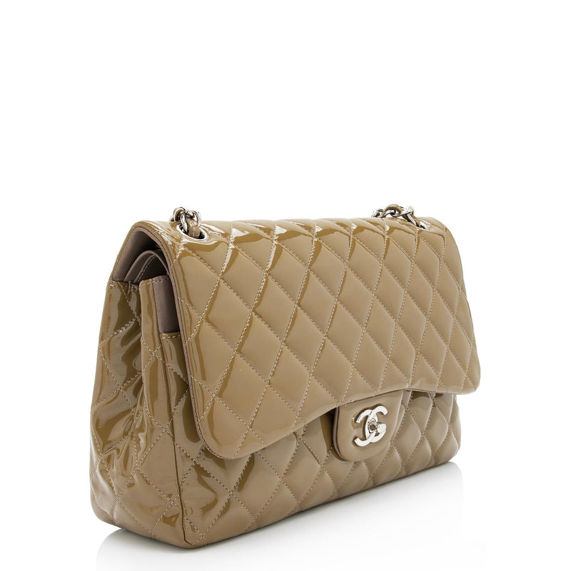 Chanel Patent Leather Classic Jumbo Double Flap Bag (SHF-PkdZxO)