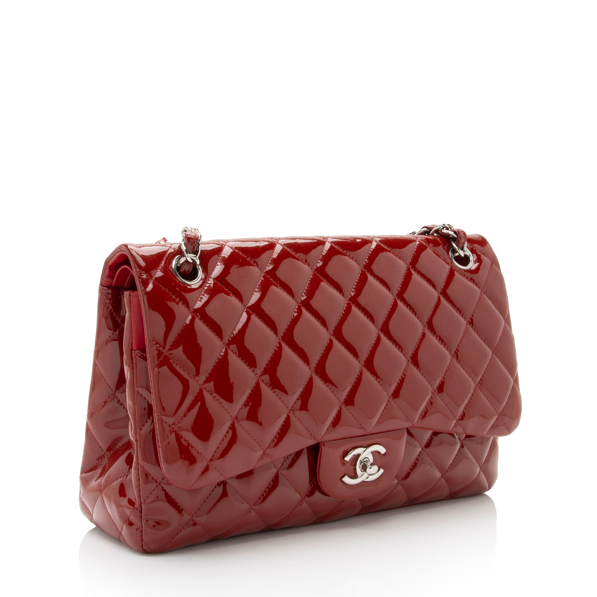 Chanel Patent Leather Classic Jumbo Double Flap Bag (SHF-Sit8OS)