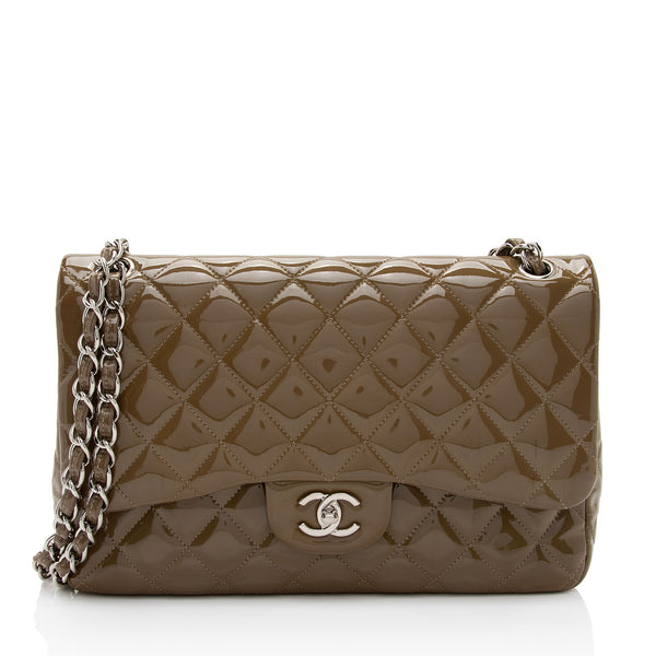Chanel Patent Leather Classic Jumbo Double Flap Bag (SHF-jE6UCt)