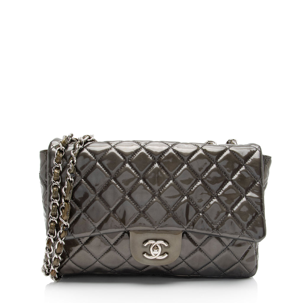 Chanel Patent Leather Classic Jumbo Single Flap Bag SHF j2Ye52 LuxeDH