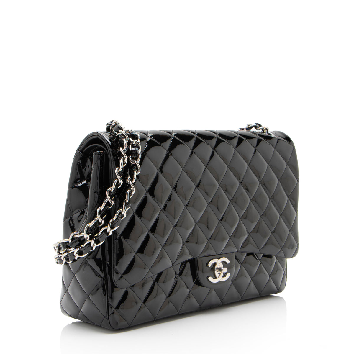 Chanel Patent Leather Classic Maxi Double Flap Bag