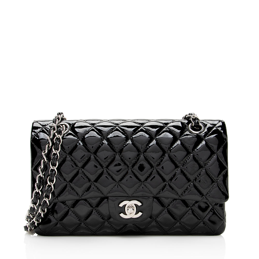 Chanel Patent Leather Classic Medium Double Flap Bag (SHF-20050