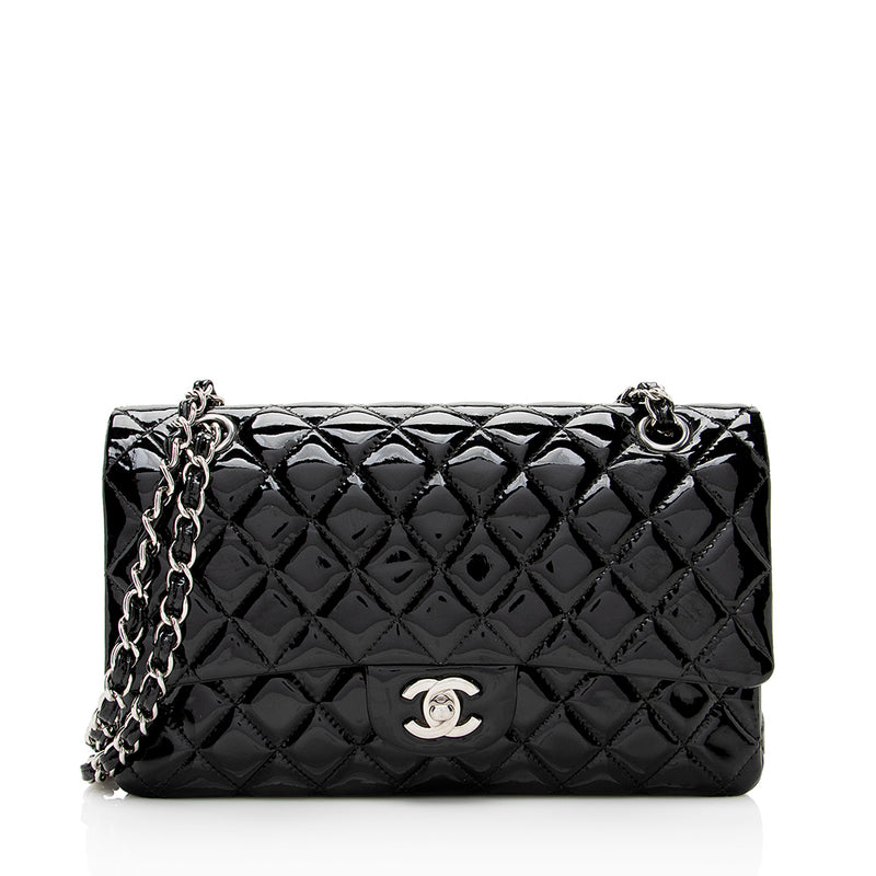 tui-chanel-da-lambskin Chanel Patent Leather Classic Medium Double Flap Bag (SHF-20050) – LuxeDH