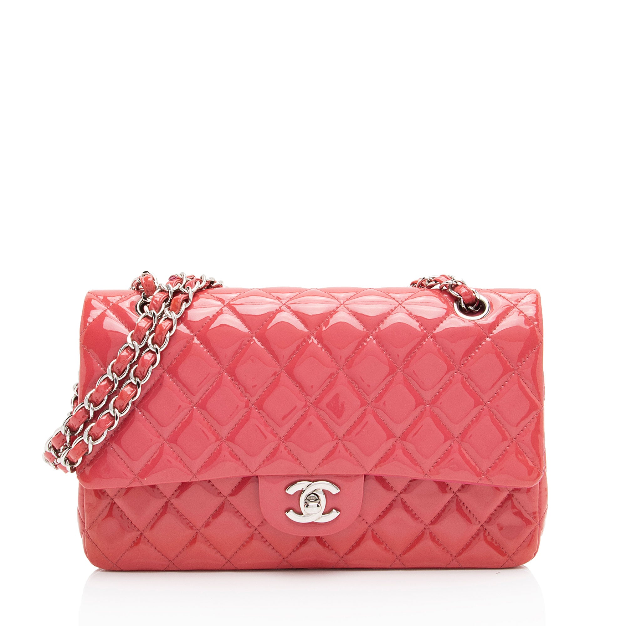 Chanel Patent Leather Classic Medium Double Flap Bag (SHF-4dhv1Q)