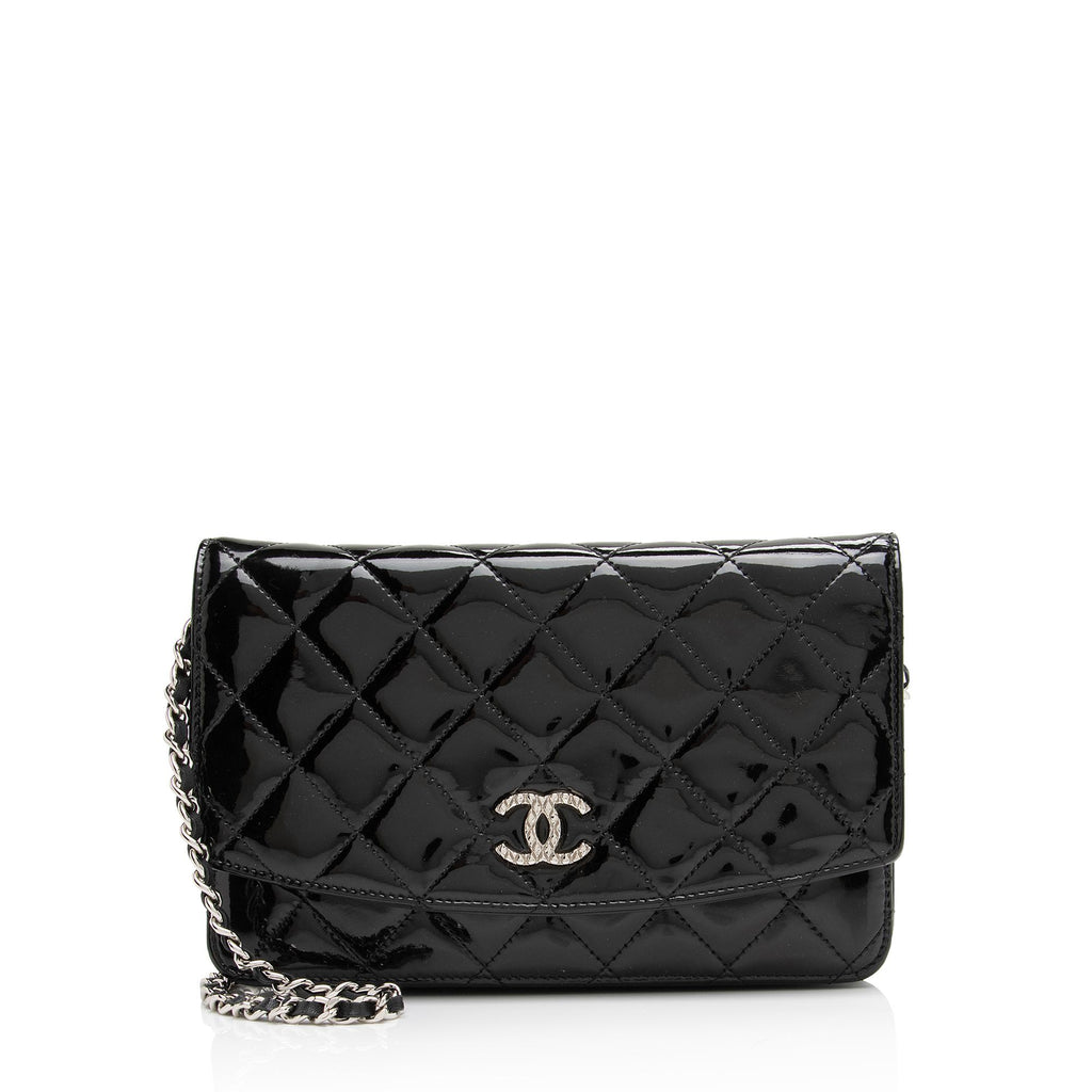 chanel patent leather card holder wallet