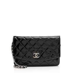 CHANEL Cambon Ligne Quilted Leather WOC Clutch Bag Black
