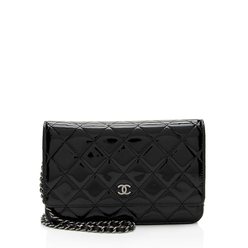 Chanel Patent Leather Classic Wallet on Chain (SHF-8fowjN)