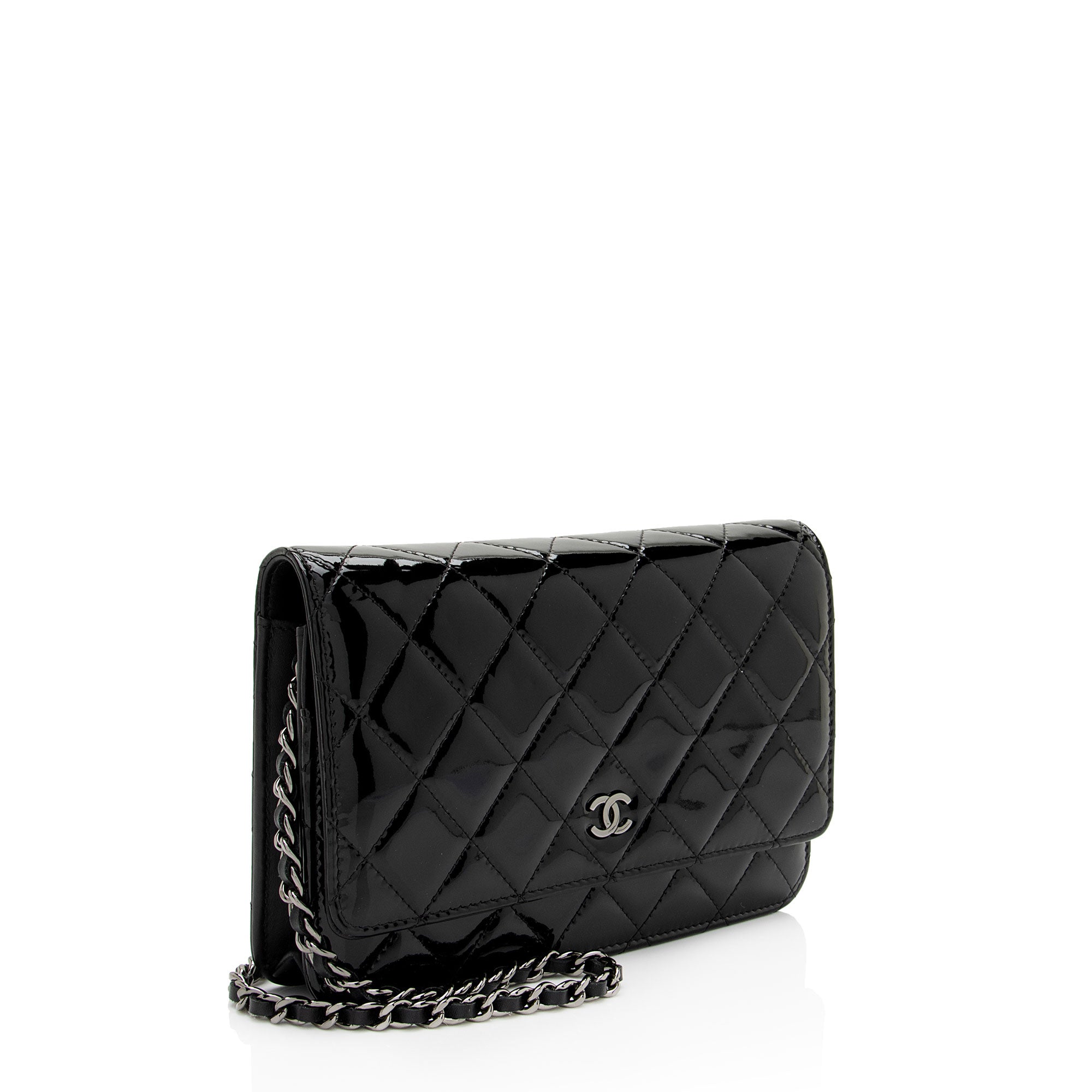 Chanel Patent Leather Classic Wallet on Chain (SHF-8fowjN)