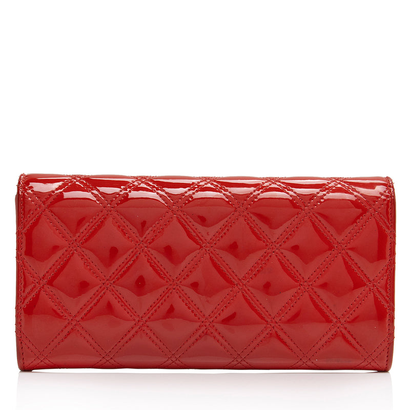 Chanel Patent Leather Diamond Stitch Flap Wallet (SHF-Ql4n4i)