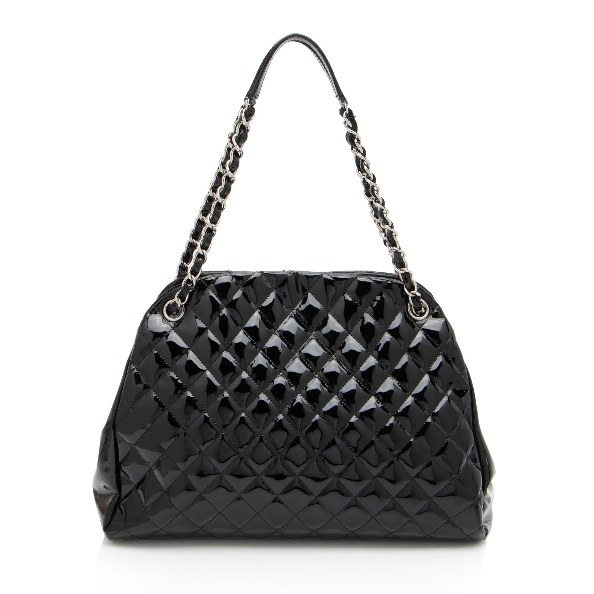 Chanel Patent Leather Just Mademoiselle Large Bowler Bag (SHF-ELuN7V)