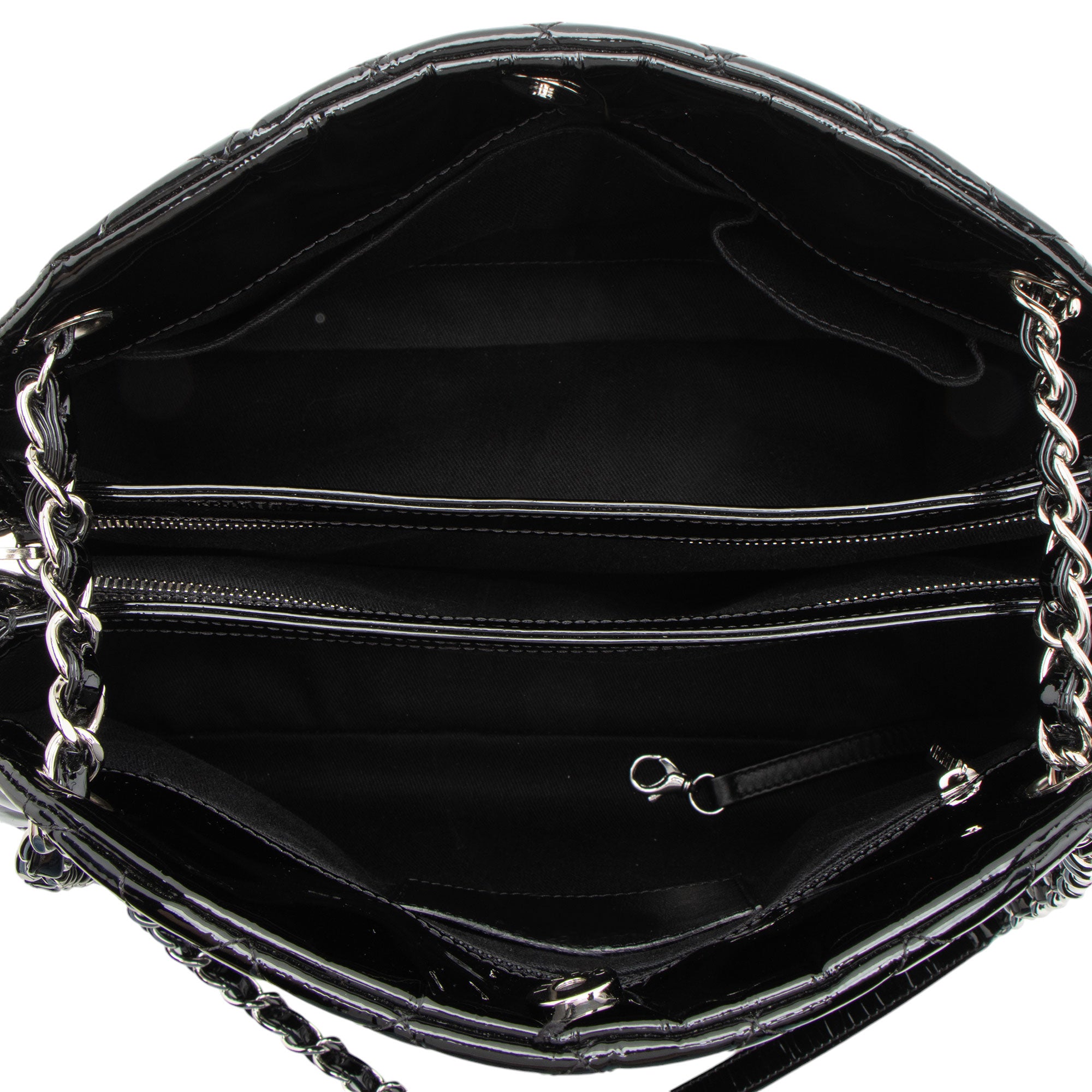 Chanel Patent Leather Just Mademoiselle Large Bowler Bag (SHF-ELuN7V)