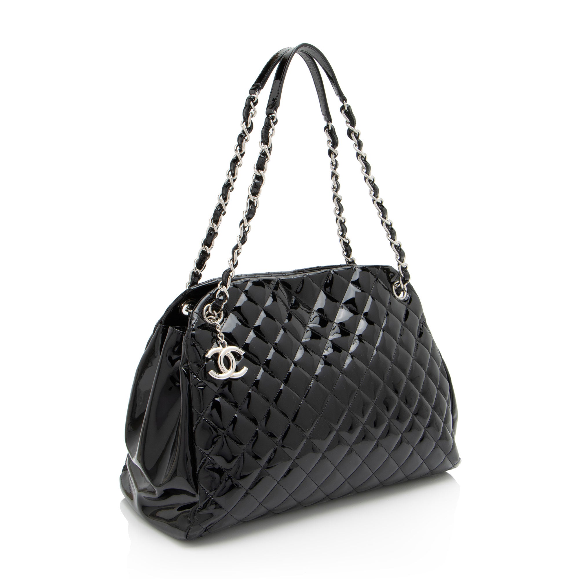 Chanel Patent Leather Just Mademoiselle Large Bowler Bag (SHF-ELuN7V)