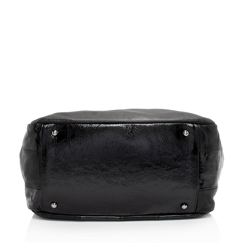 Chanel Patent Leather Lambskin Brooklyn Ligne CC Accordion Flap Bag (SHF-eIVXhx)