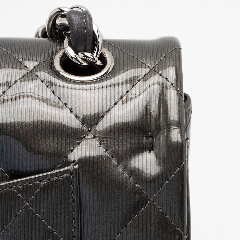 Chanel Patent Leather Stripe Classic Jumbo Double Flap Bag (SHF
