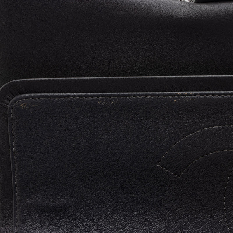 chanel black leather clutch purse