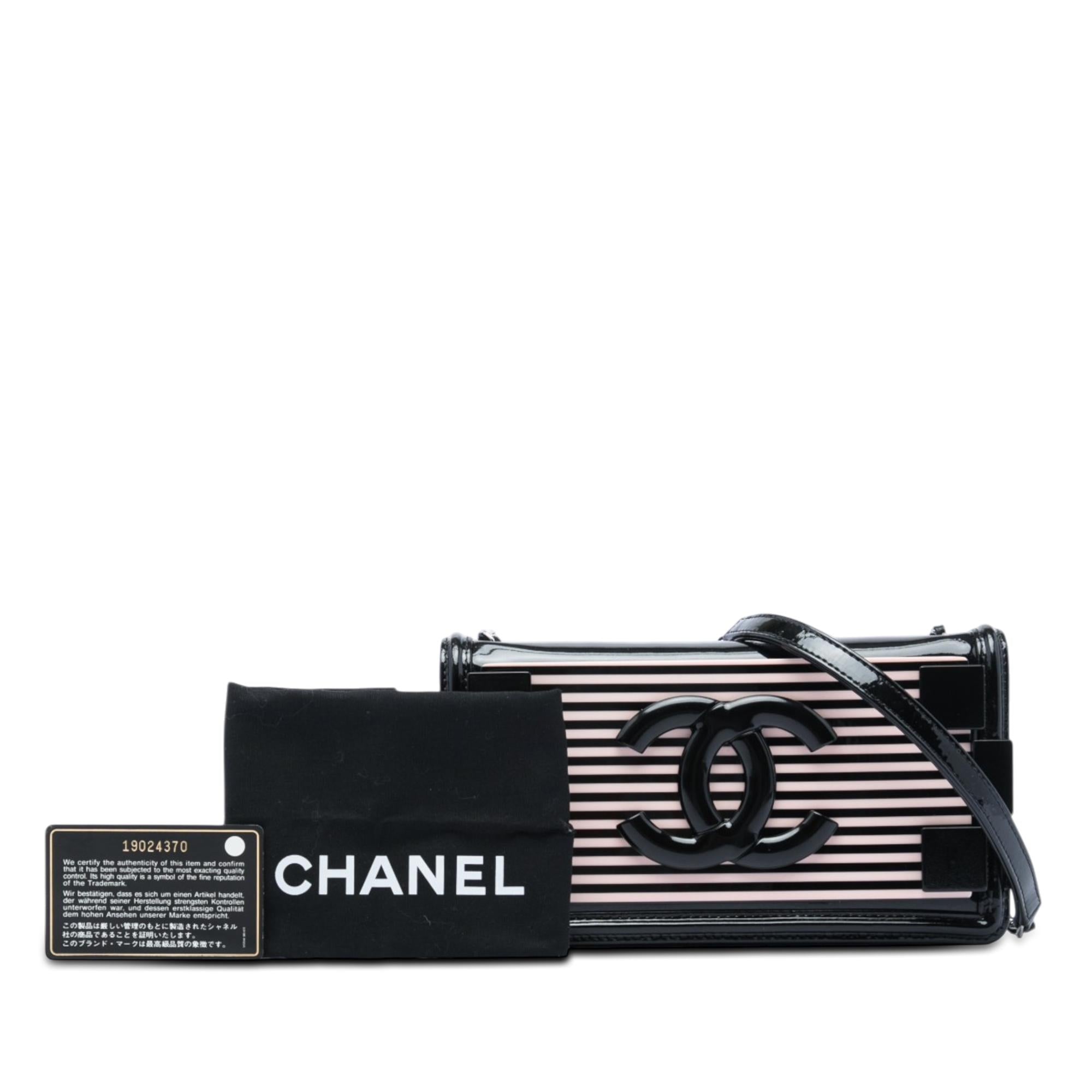 Chanel Patent and Acrylic Striped Boy Brick Horizontal Flap