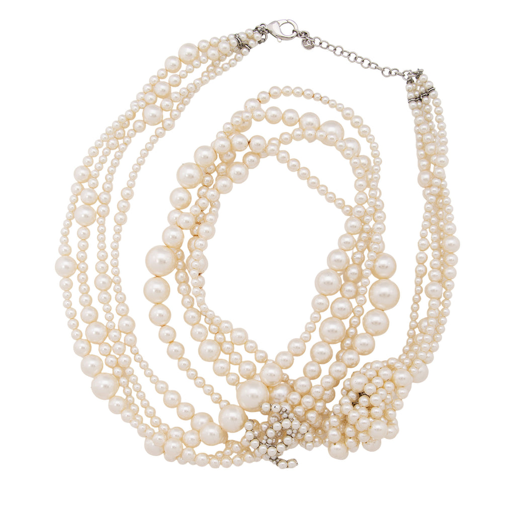 Chanel White Imitation Pearl, Black Strass And Pale Gold Metal CC Necklace,  2020 Available For Immediate Sale At Sotheby's