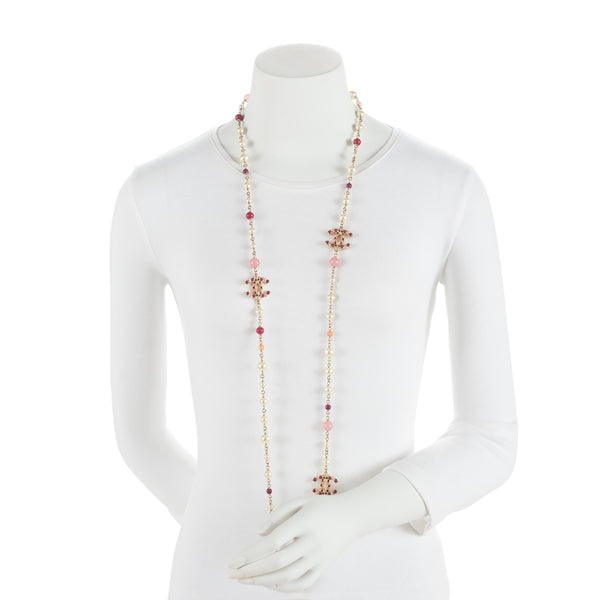 Chanel CC White Pearl and Crystal Long Necklace – Dandelion Antiques