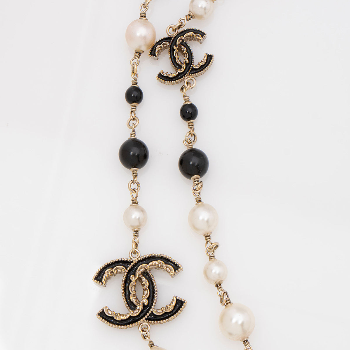 Chanel Pearl Enamel CC Long Necklace