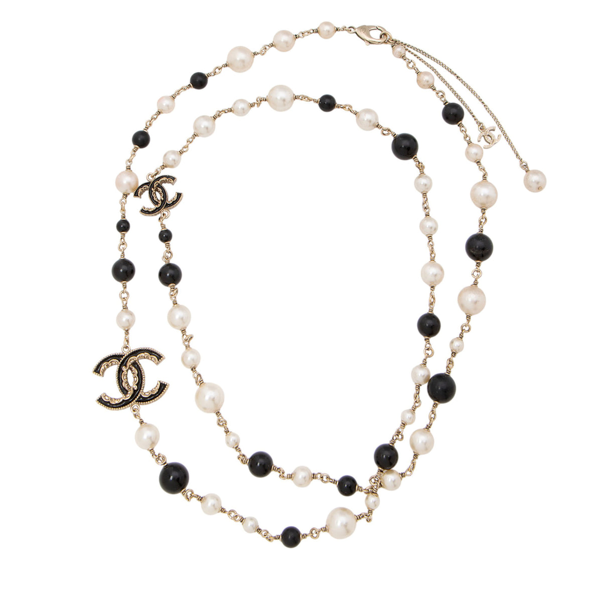 Chanel Pearl Enamel CC Long Necklace