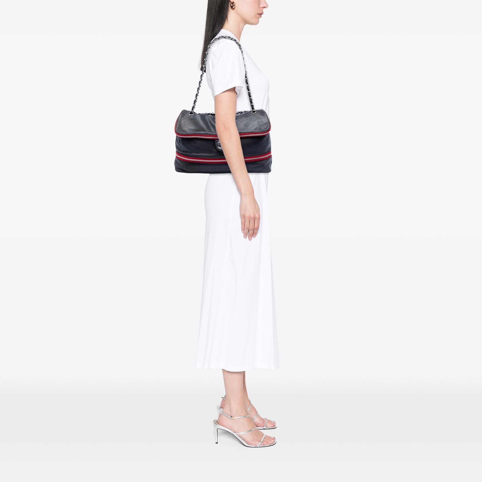 Chanel Perforated Calfskin Expandable Shoulder Bag