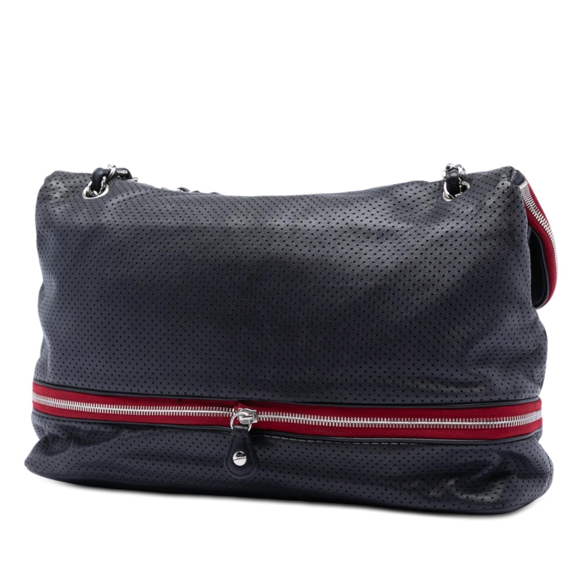 Chanel Perforated Calfskin Expandable Shoulder Bag