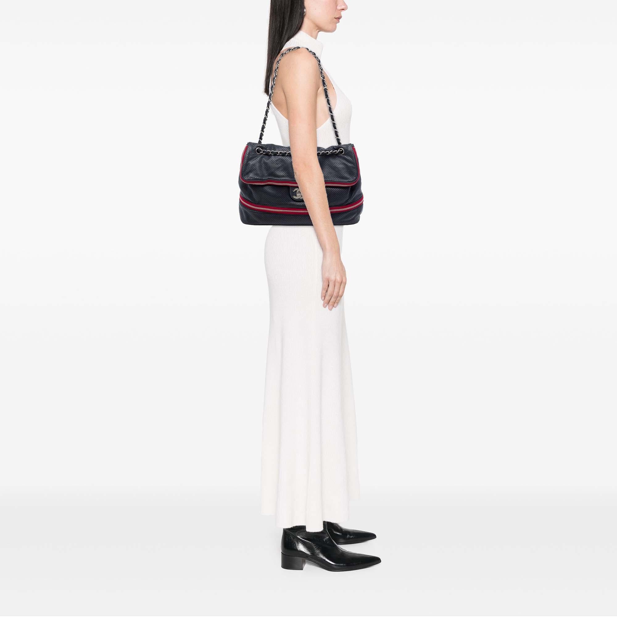 Chanel Perforated Calfskin Expandable Shoulder Bag