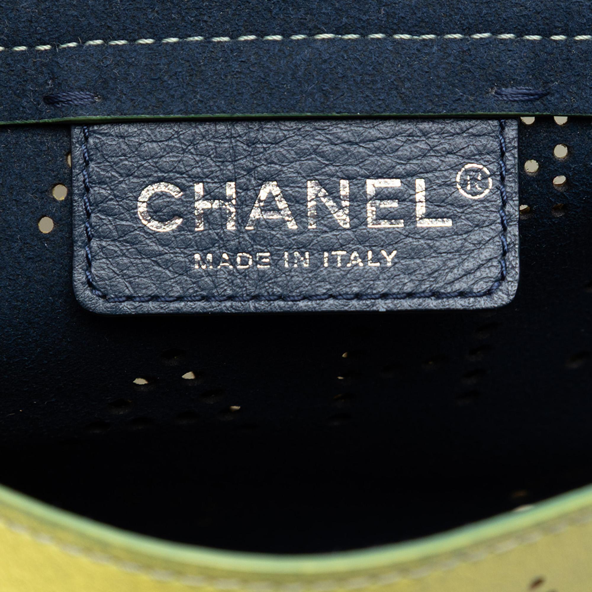 Chanel Perforated Calfskin Logo Eyelet Flap