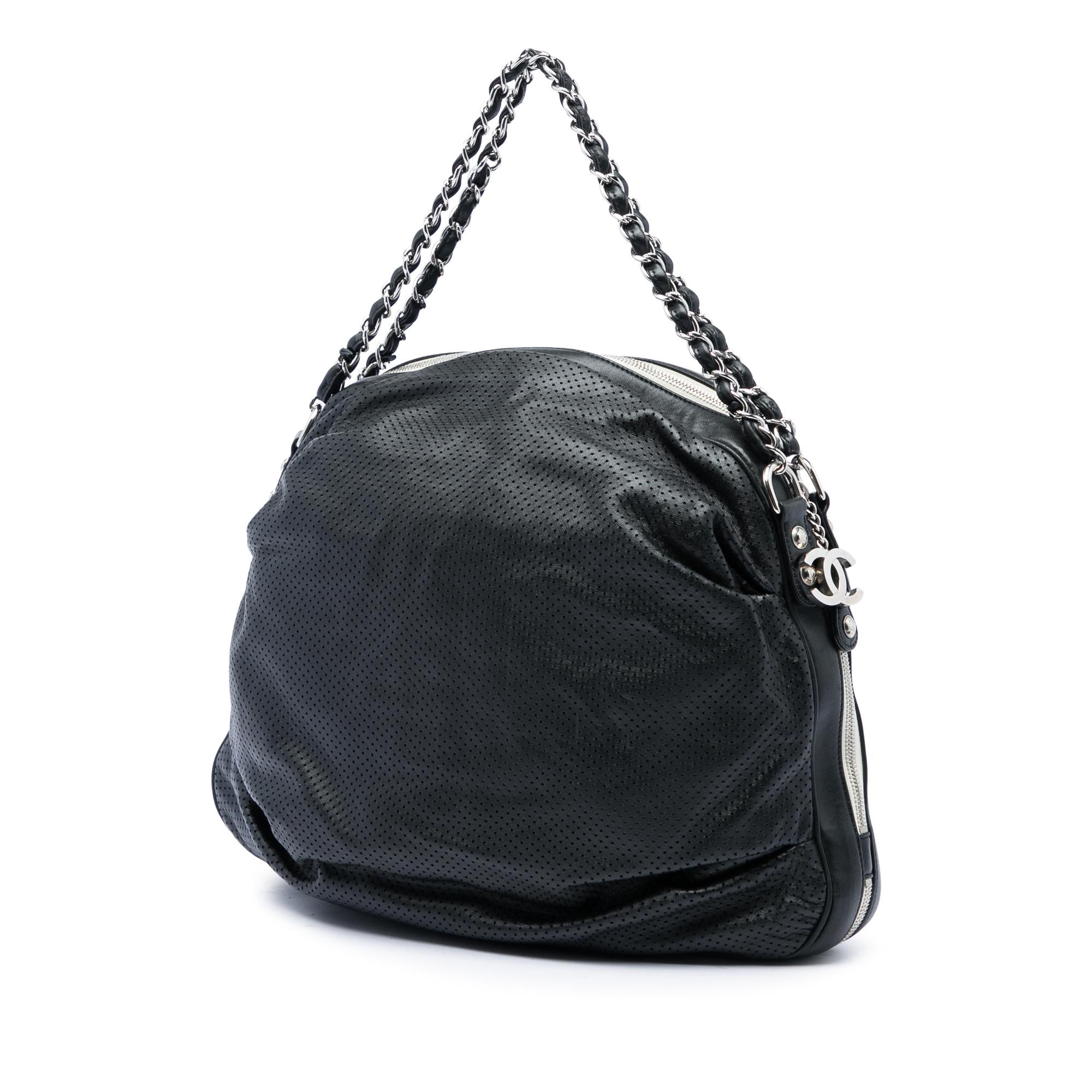 Chanel Perforated Lambskin Baseball Spirit Ligne Hobo