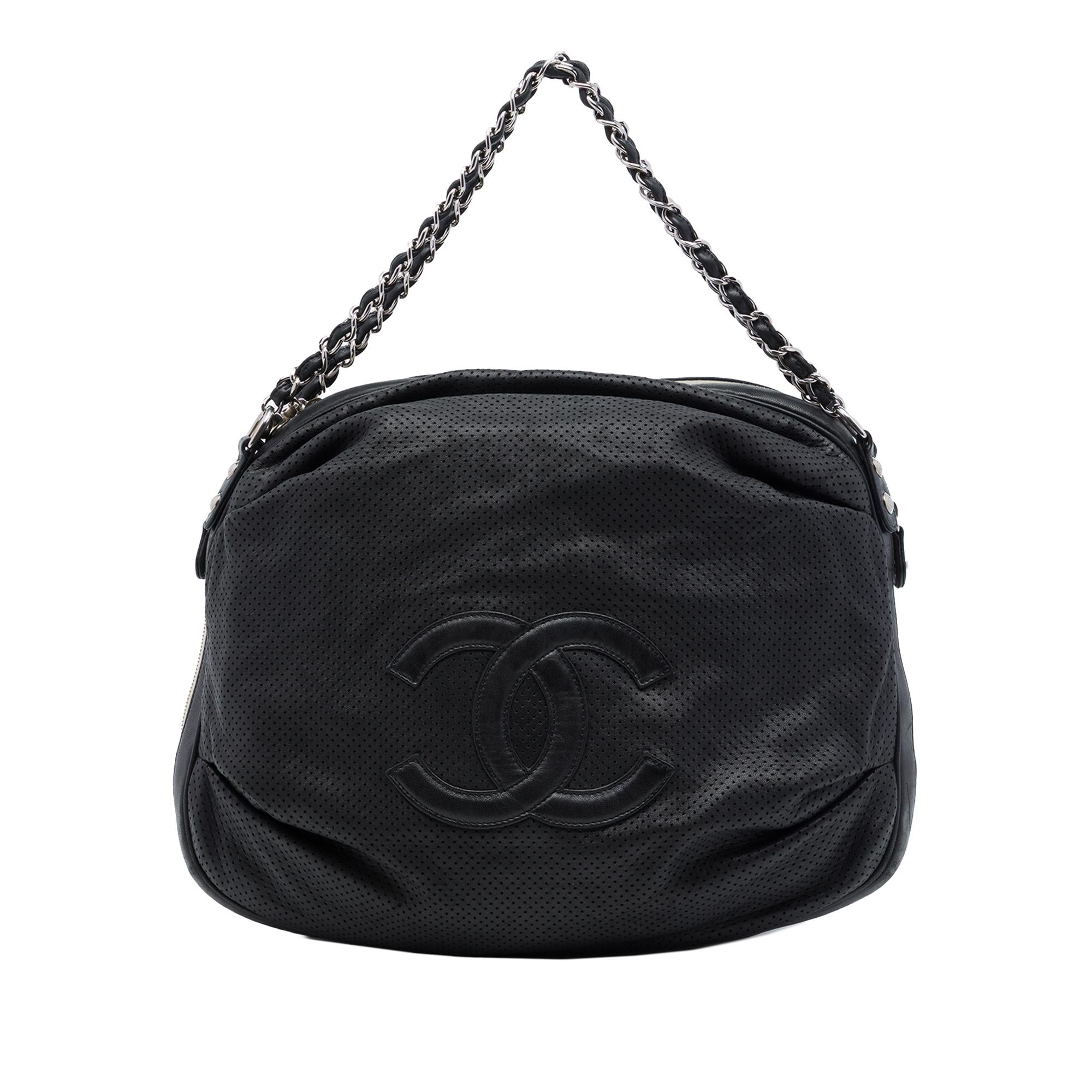 Chanel Perforated Lambskin Baseball Spirit Ligne Hobo