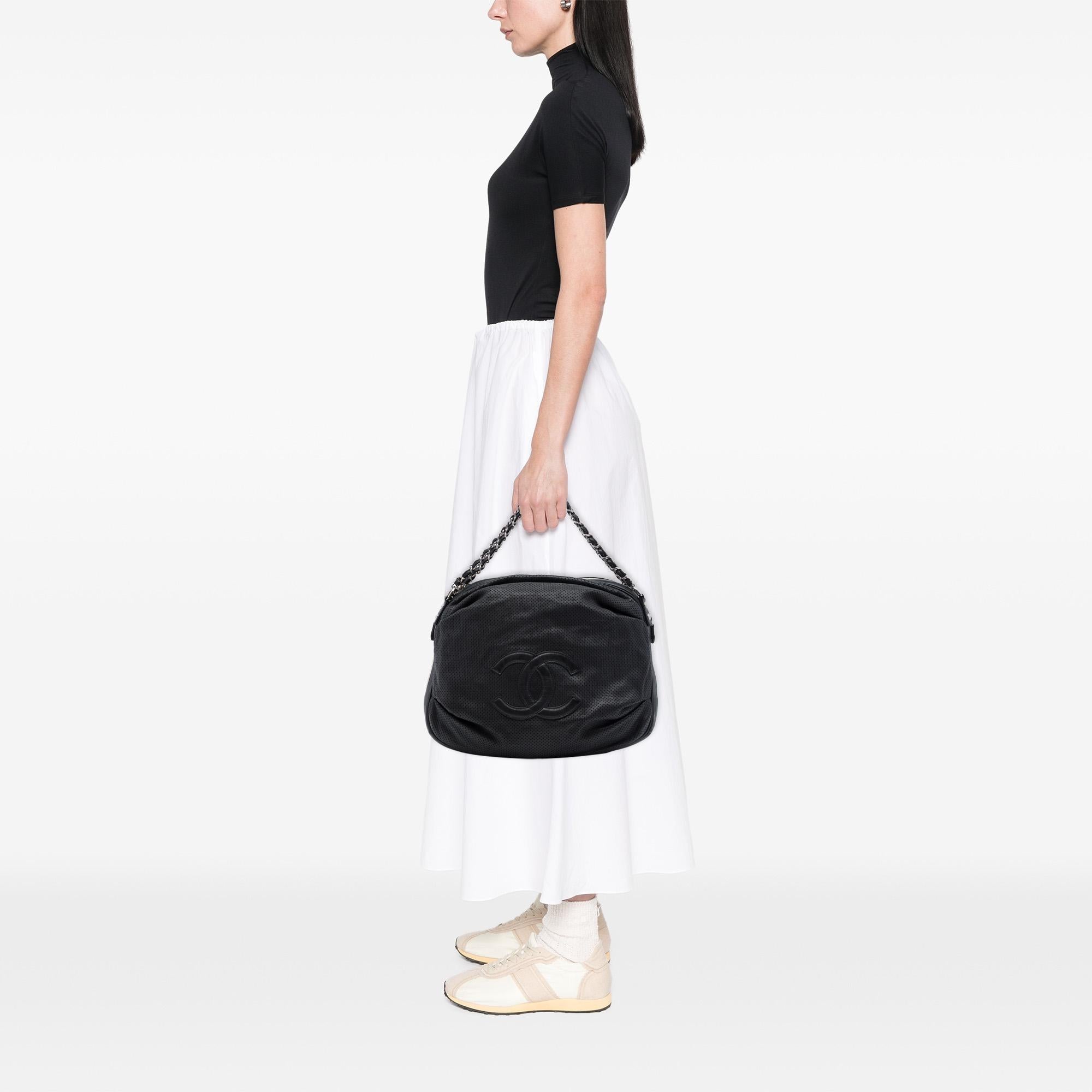 Chanel Perforated Lambskin Baseball Spirit Ligne Hobo