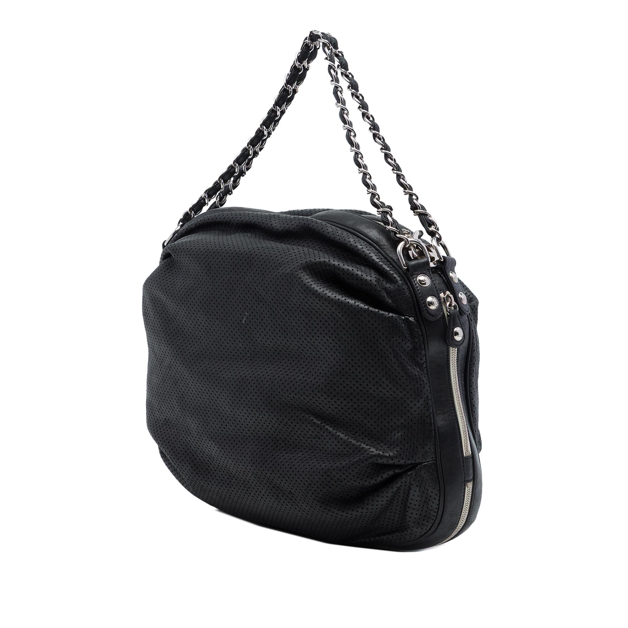 Chanel Perforated Lambskin Baseball Spirit Ligne Hobo
