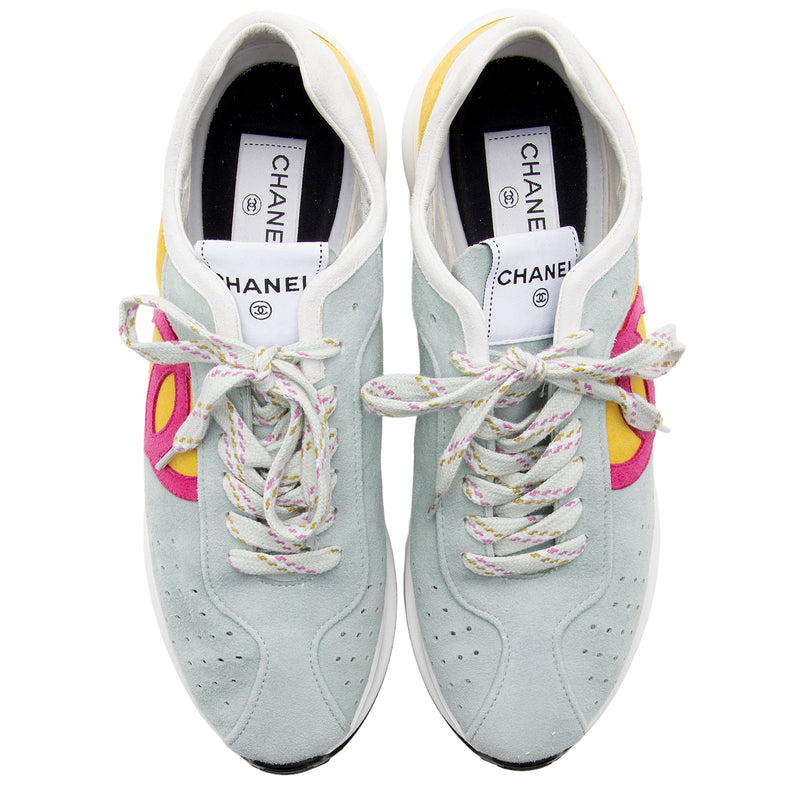 Chanel Perforated Suede Kidskin CC Sneakers - Size 10 / 40 (SHF