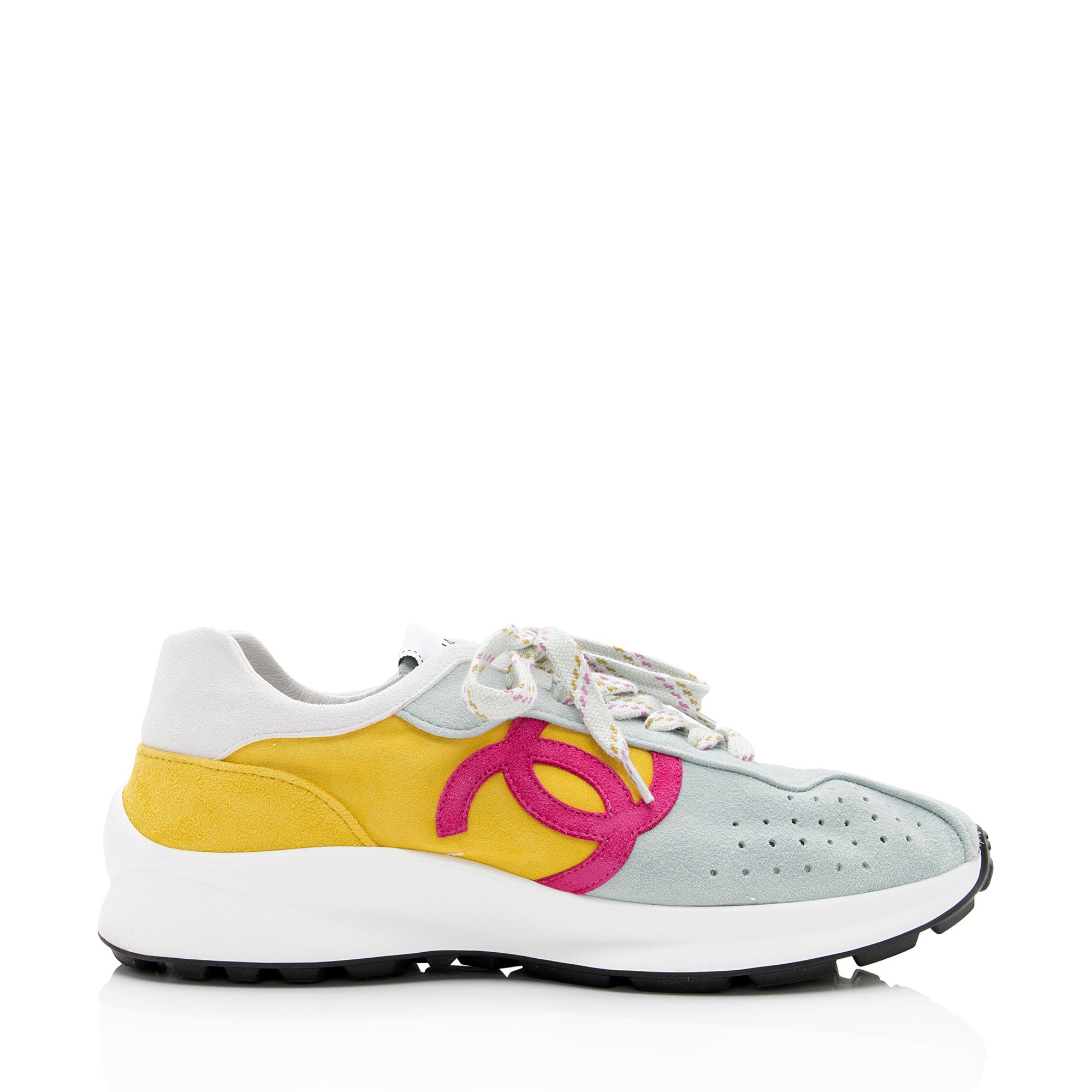 Chanel Perforated Suede Kidskin CC Sneakers - Size 10 / 40 (SHF-9fAeml)