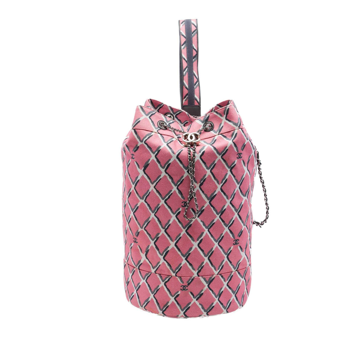 Chanel Printed Canvas Coco Beach Drawstring Sling Bag