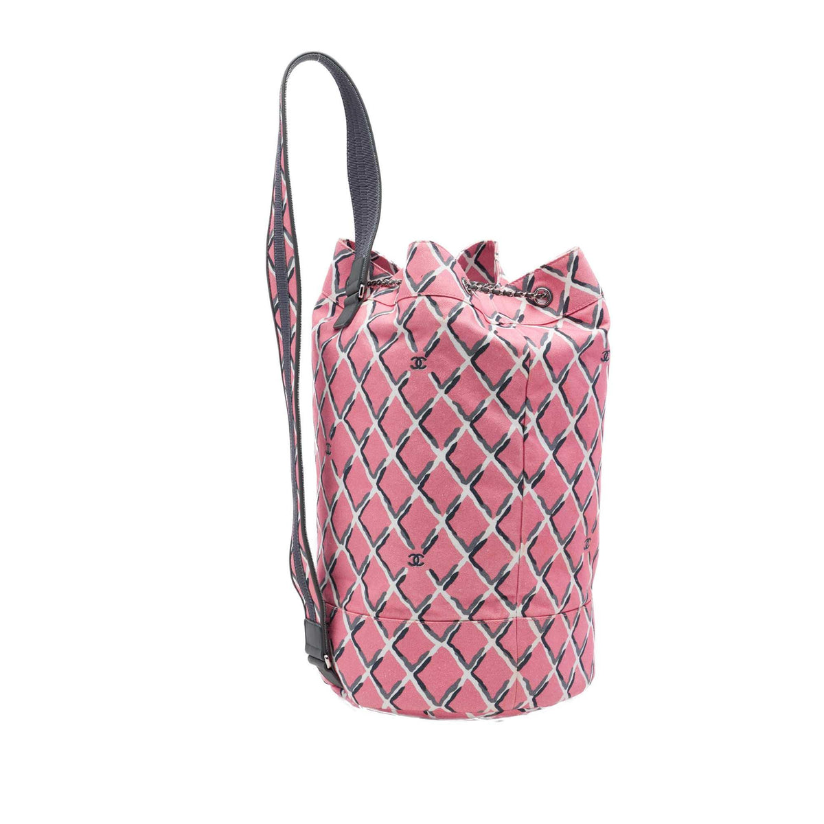 Chanel Printed Canvas Coco Beach Drawstring Sling Bag