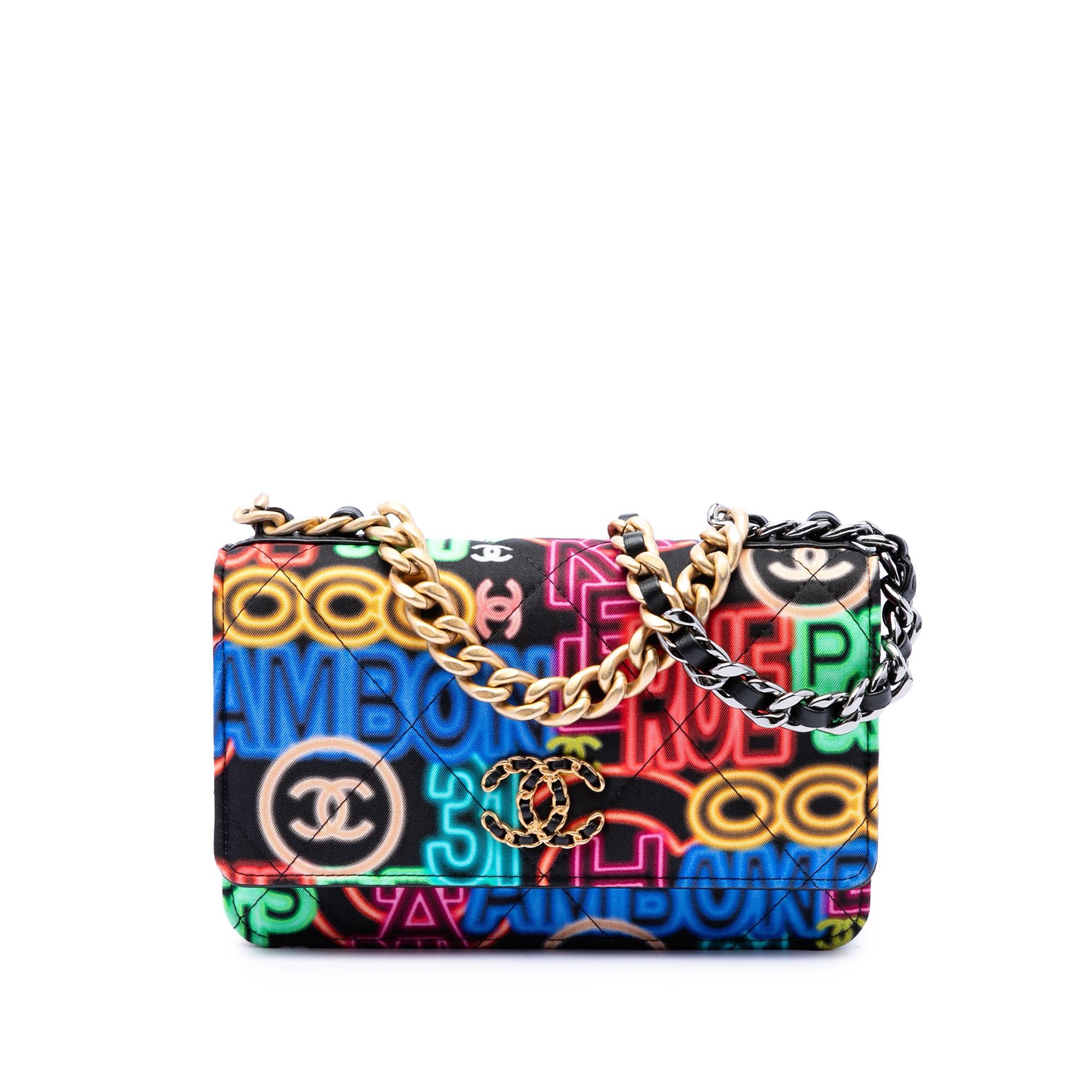 Chanel Printed Nylon Graffiti 19 Wallet on Chain