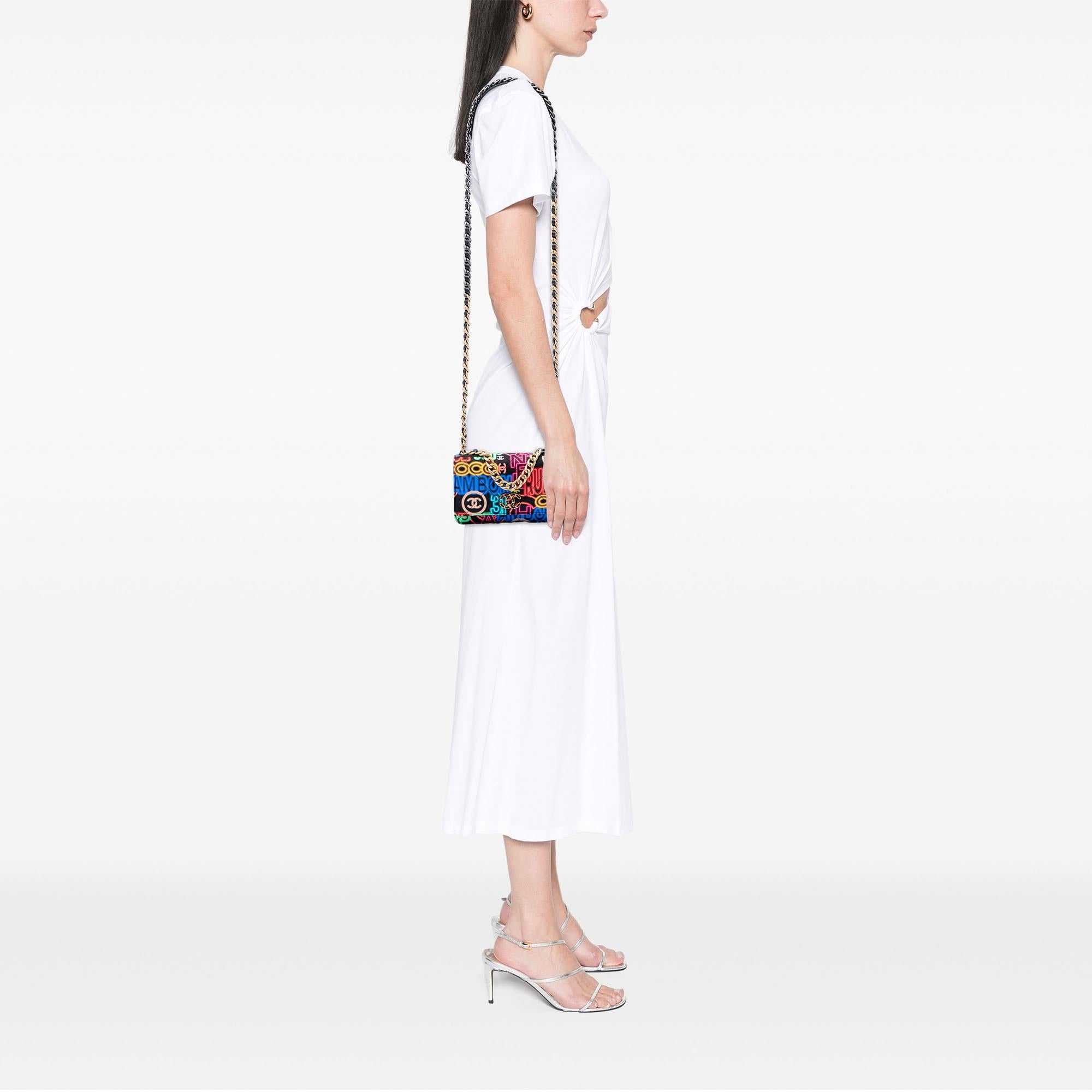 Chanel Printed Nylon Graffiti 19 Wallet on Chain