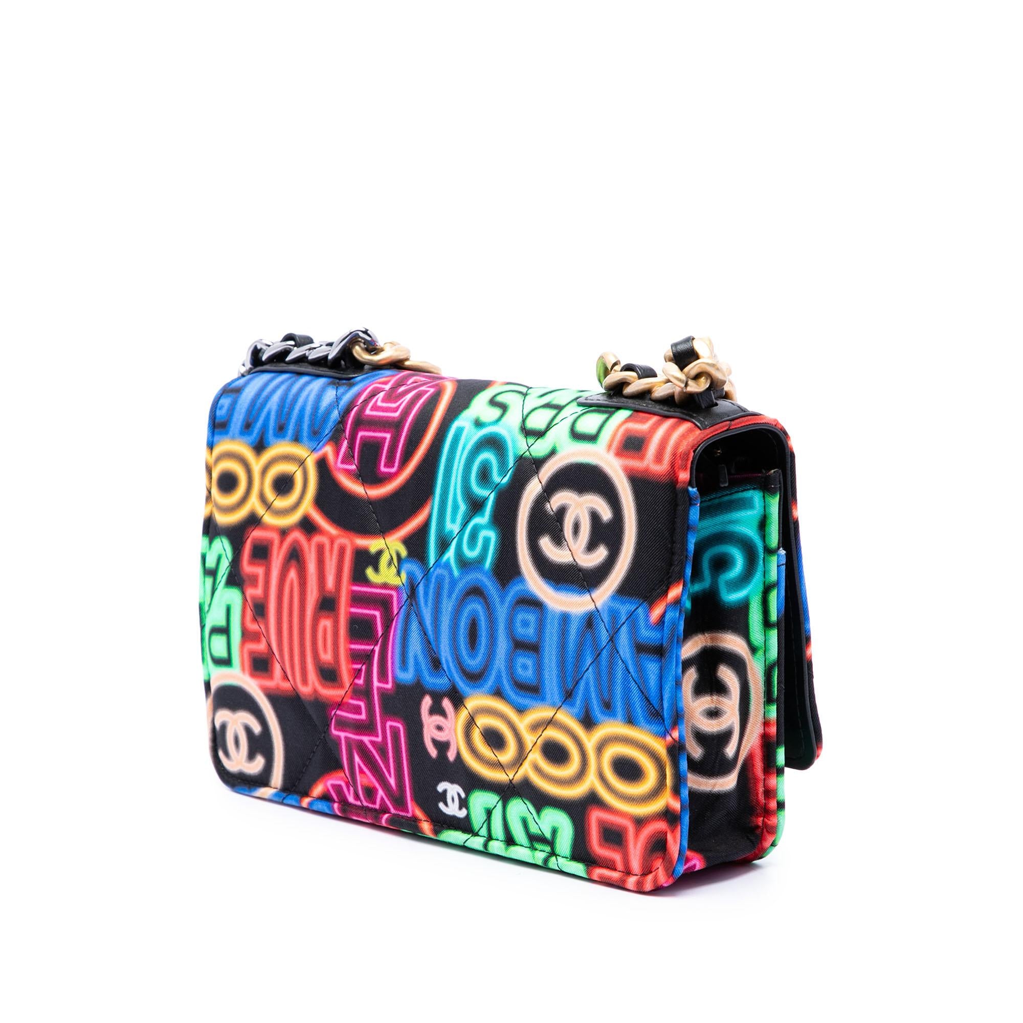 Chanel Printed Nylon Graffiti 19 Wallet on Chain