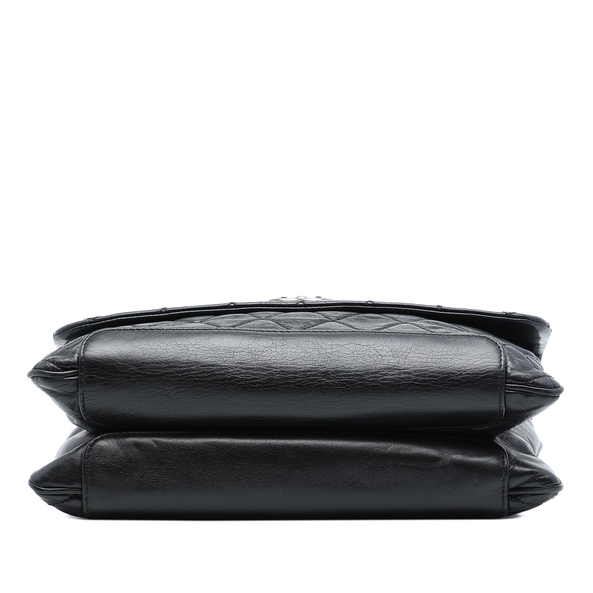Chanel Quilted Aged Calfskin Logo Accordion Flap