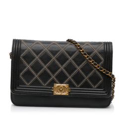 CHANEL V-Stitch Caviar Wallet On Chain WOC Black Shoulder Bag