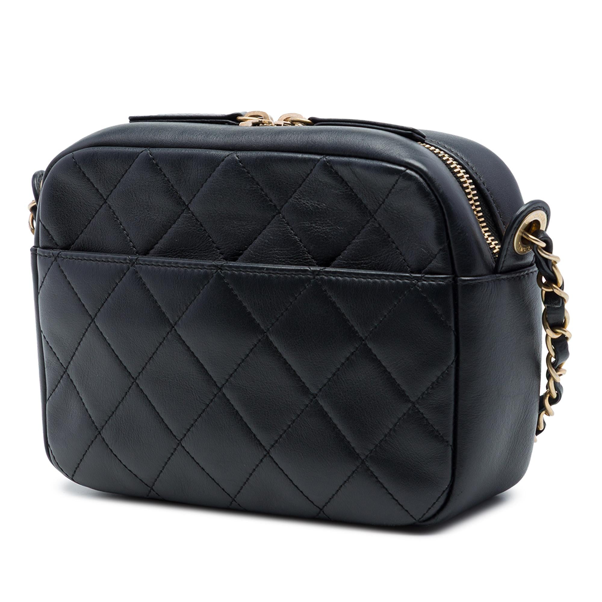 Chanel Quilted Calfskin Logo Enchained Camera Bag