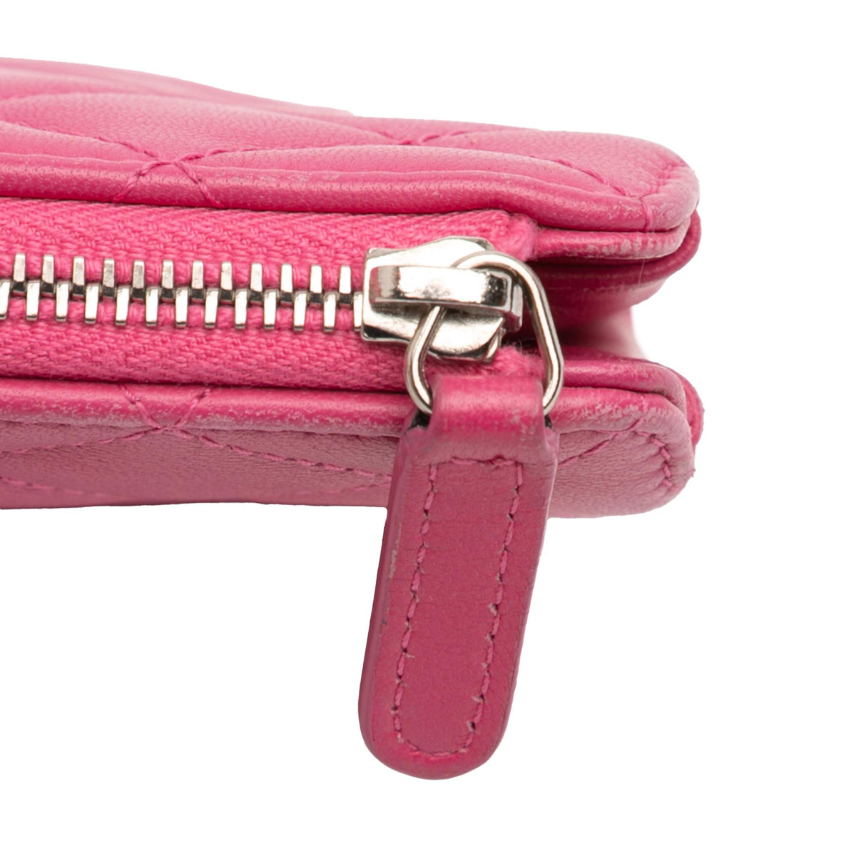 Chanel Quilted Caviar CC Enamel Double Zip Clutch