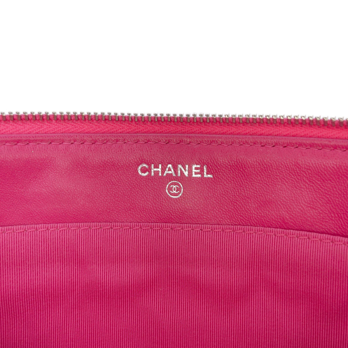 Chanel Quilted Caviar CC Enamel Double Zip Clutch