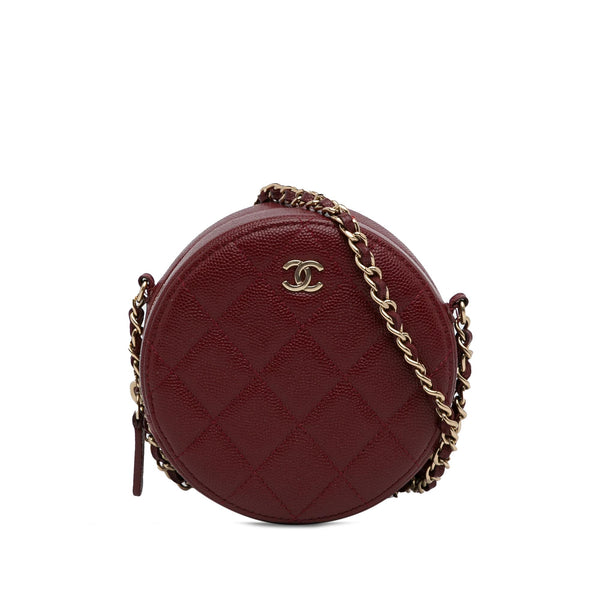 Chanel Quilted Caviar Round Clutch With Chain (SHG-oNHYrK)