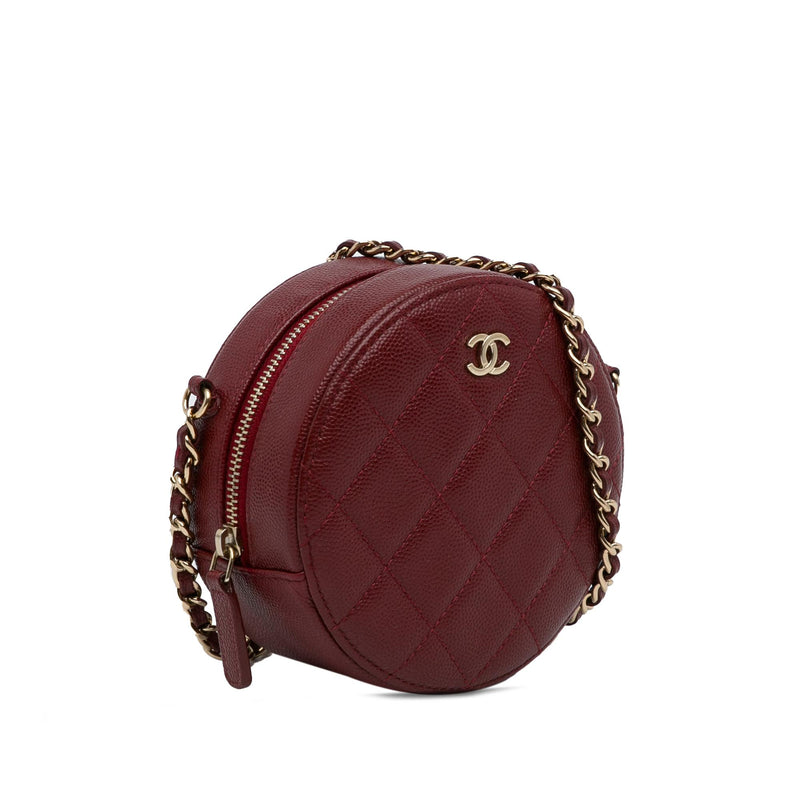 Chanel Quilted Caviar Round Clutch With Chain (SHG-oNHYrK)